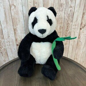 FAQ Schwarz Save the Earth Sitting Panda Bear Animal Plush Toy Black White